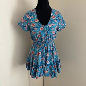 Sunday Mi Amor Blue Floral Blouse